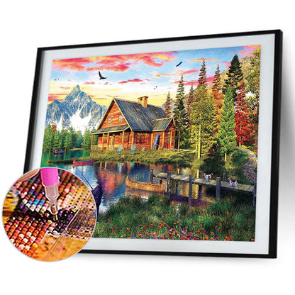 Fishing By The Lake - Full Round Drill Diamond Painting 50*40CM