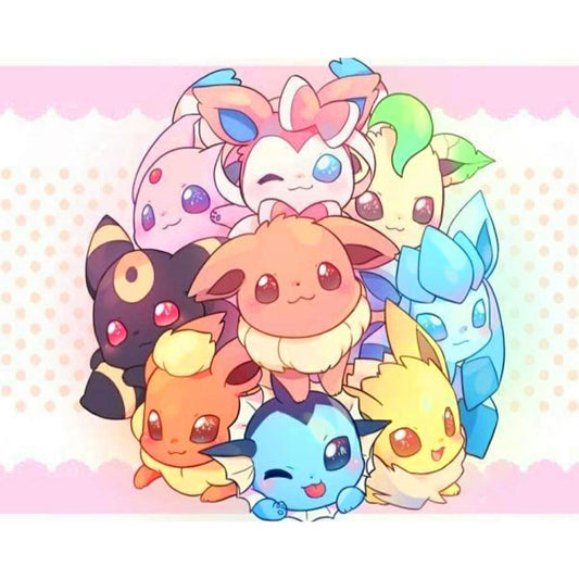 Pok¨¦mon Eevee - Full Round Drill Diamond Painting 40*30CM