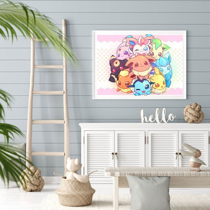 Pok¨¦mon Eevee - Full Round Drill Diamond Painting 40*30CM