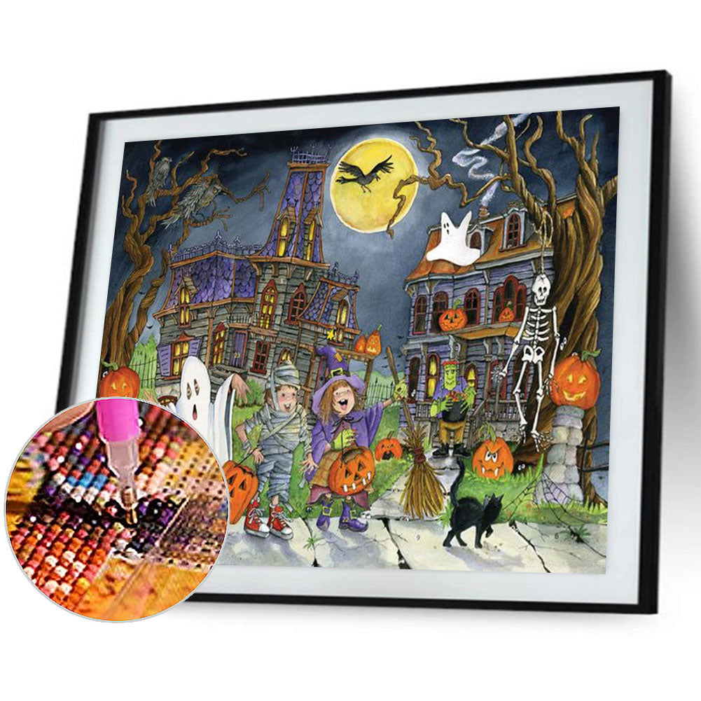 Halloween Pumpkin Ghost - Full Round Drill Diamond Painting 50*40CM