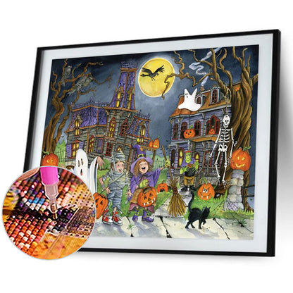 Halloween Pumpkin Ghost - Full Round Drill Diamond Painting 50*40CM