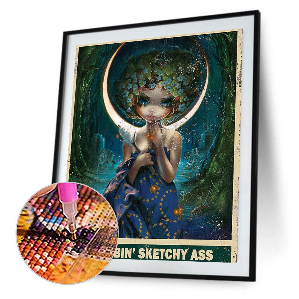 Big Eyes Doll English Poster Painting - Full Square Drill Diamond Painting 40*50CM