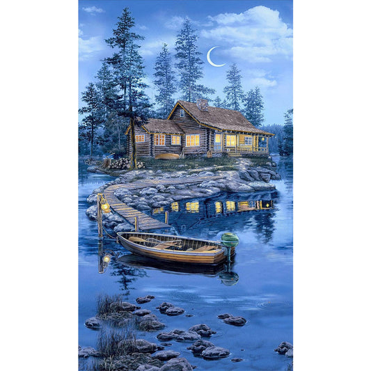 Crescent Lake Lodge - Full Round Drill Diamond Painting 40*75CM