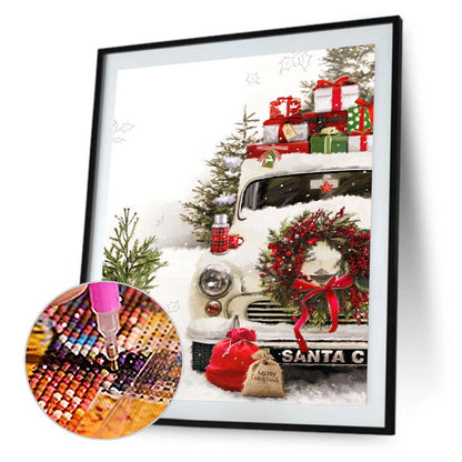 Christmas Car - Full Round Drill Diamond Painting 30*40CM