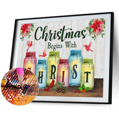 Christmas Atmosphere Poster Painting - Full Round Drill Diamond Painting 40*30CM