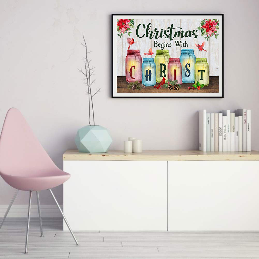 Christmas Atmosphere Poster Painting - Full Round Drill Diamond Painting 40*30CM