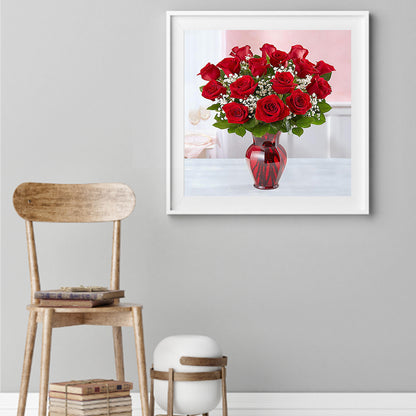 Red Rose Bouquet - Full Round Drill Diamond Painting 40*40CM