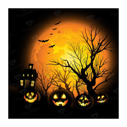 Halloween Pumpkin Silhouette - Full Round Drill Diamond Painting 40*40CM