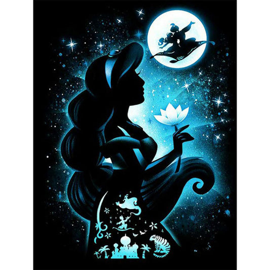 Princess Cartoon Silhouette - Full Round Drill Diamond Painting 50*60CM