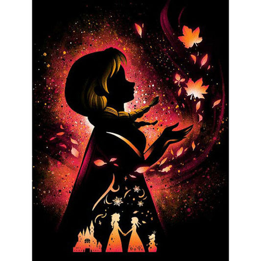 Princess Cartoon Silhouette - Full Round Drill Diamond Painting 50*60CM