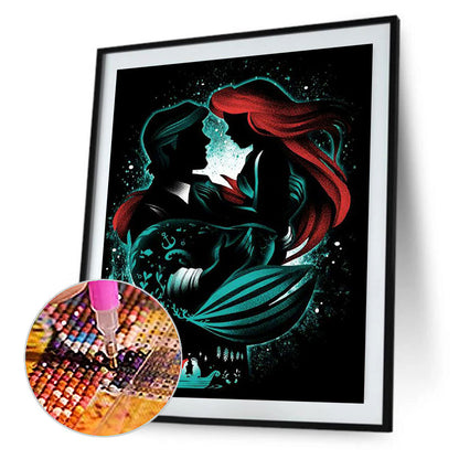 Disney Mermaid Couple Silhouette - Full Round Drill Diamond Painting 50*60CM