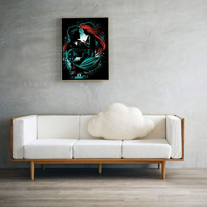 Disney Mermaid Couple Silhouette - Full Round Drill Diamond Painting 50*60CM