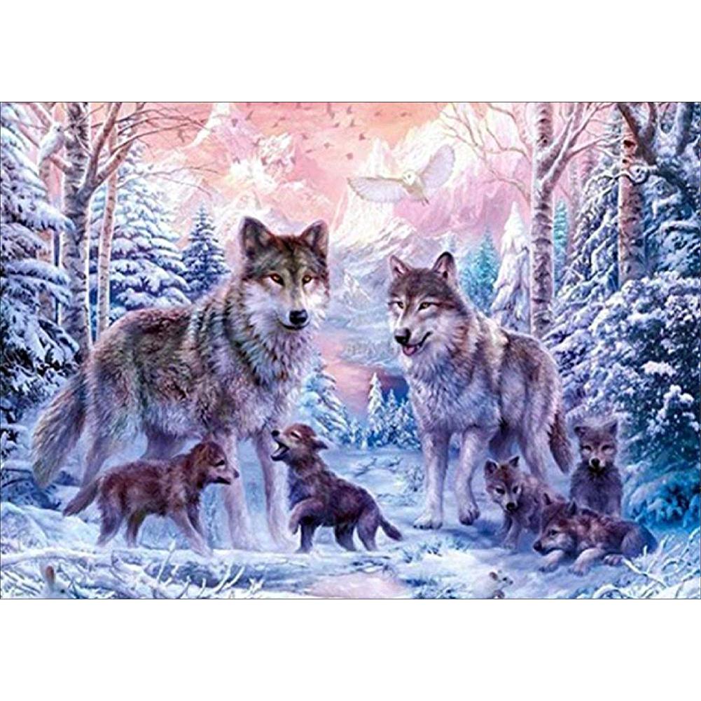 Wolf In The Snow - Full Round Drill Diamond Painting 50*40CM