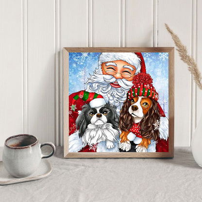 Santa With Puppy - Full Round Drill Diamond Painting 30*30CM