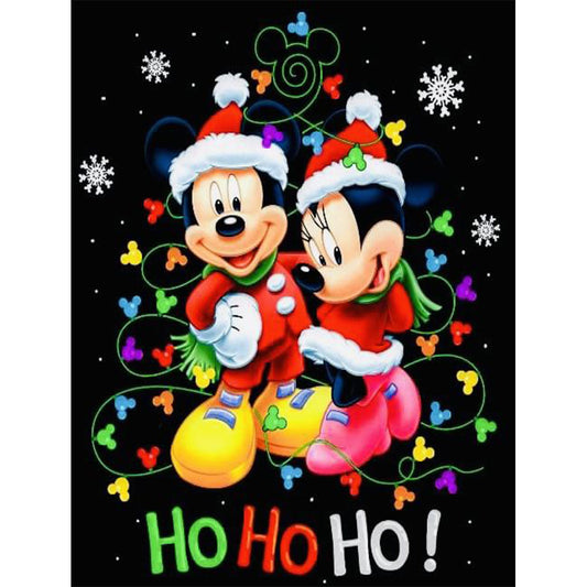 Christmas Disney Mickey And Minnie Mouse - Full Round Drill Diamond Painting 30*40CM