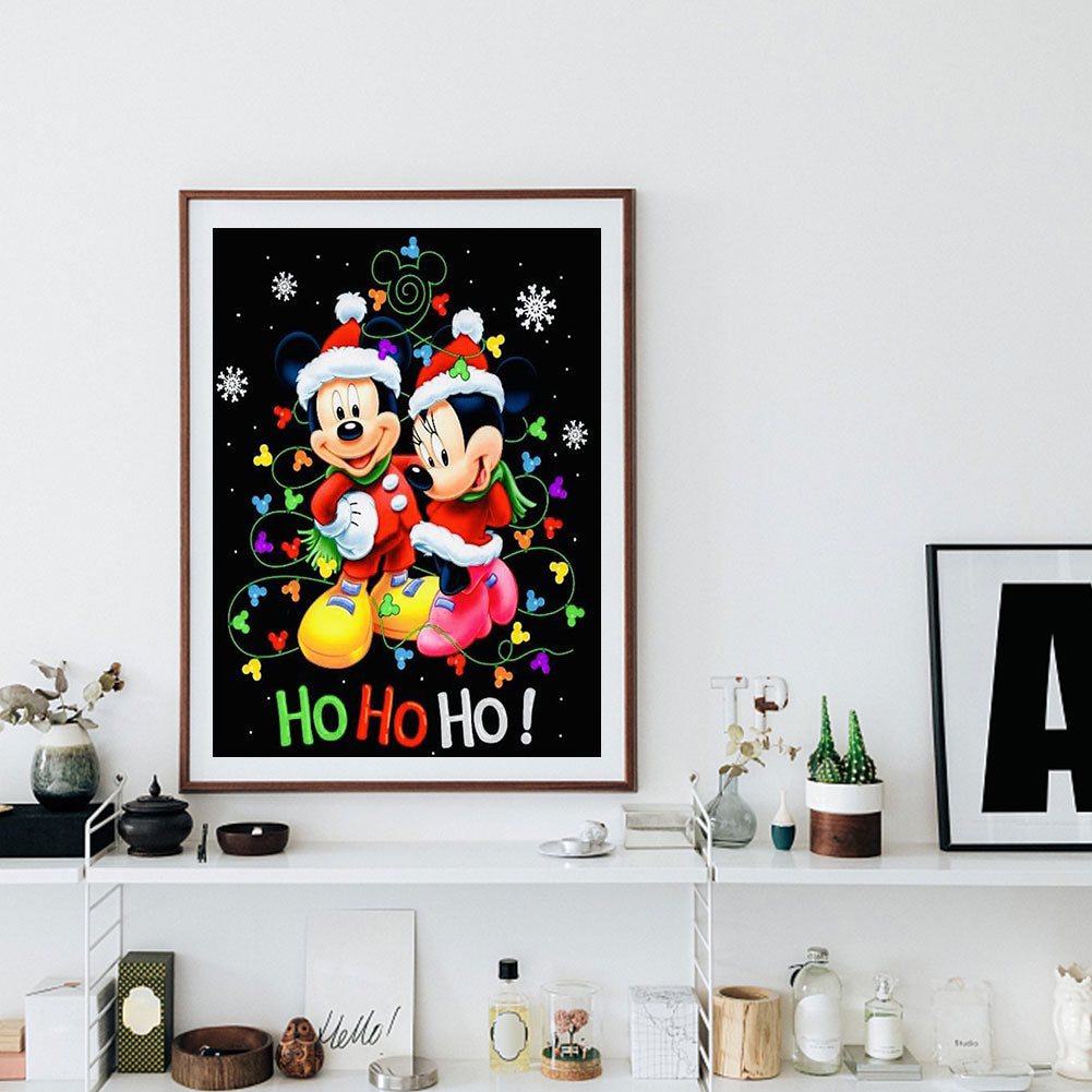 Christmas Disney Mickey And Minnie Mouse - Full Round Drill Diamond Painting 30*40CM