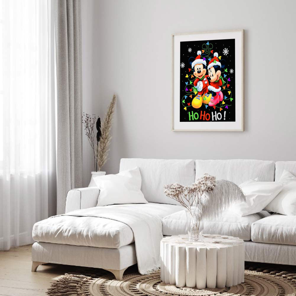 Christmas Disney Mickey And Minnie Mouse - Full Round Drill Diamond Painting 30*40CM