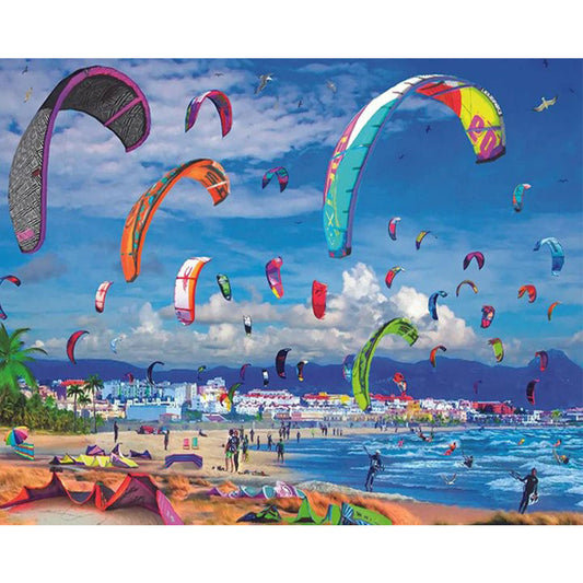 Beach Hot Air Balloon - Full Round Drill Diamond Painting 50*40CM
