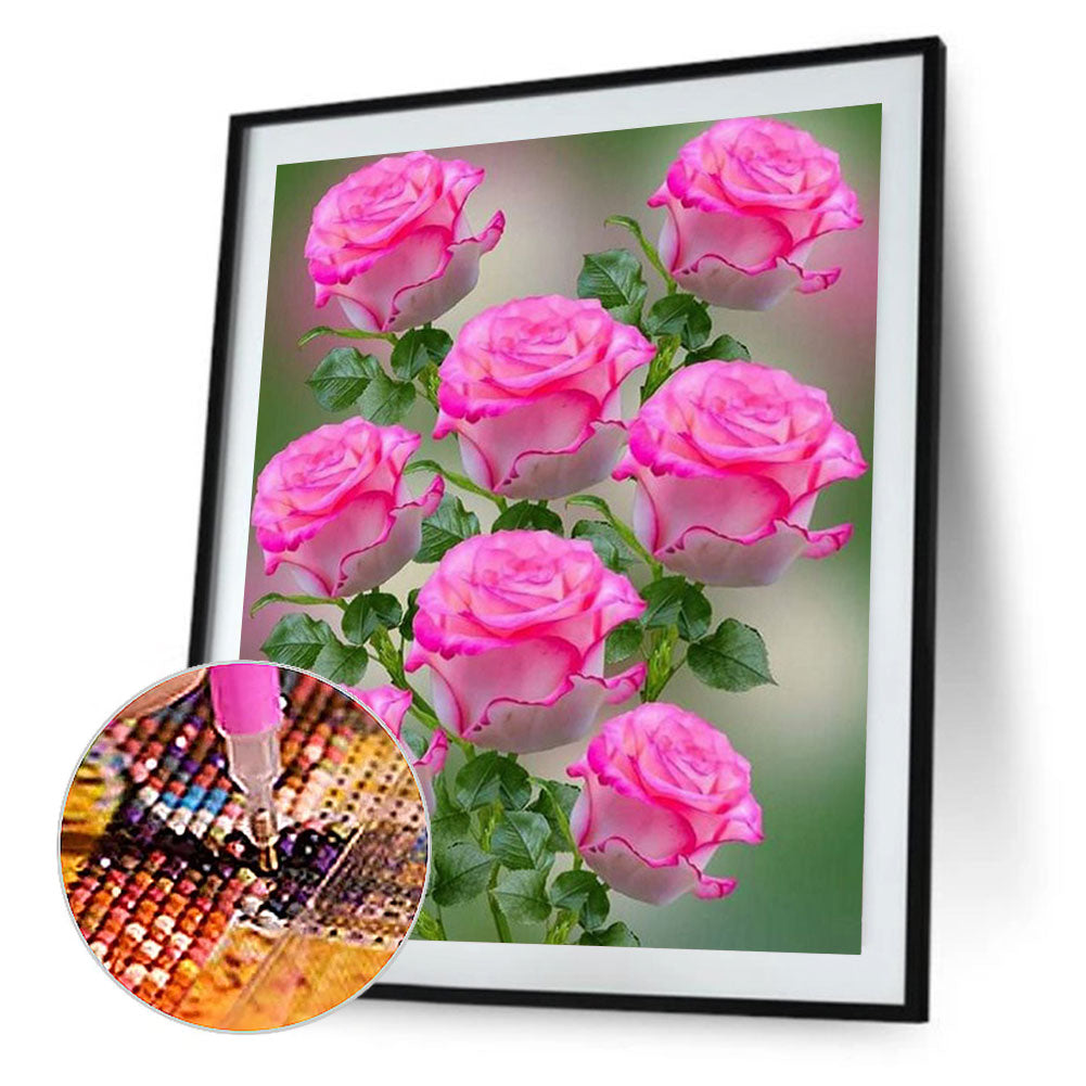 Pink Purple Rose - Full Round Drill Diamond Painting 40*50CM