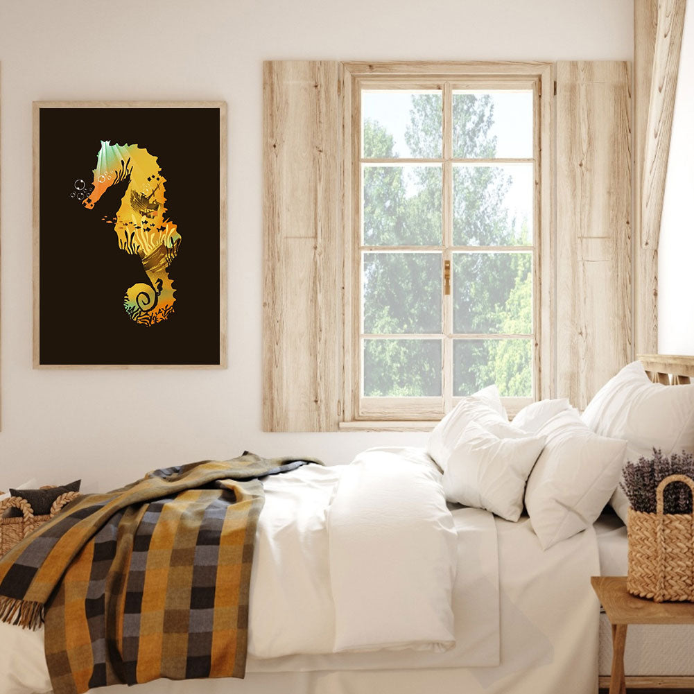 Abstract Seahorse Silhouette - Full Round Drill Diamond Painting 30*40CM