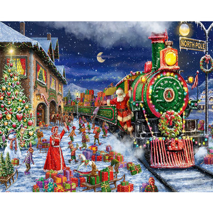 Christmas Red Steam Locomotive - Full Round Drill Diamond Painting 60*50CM