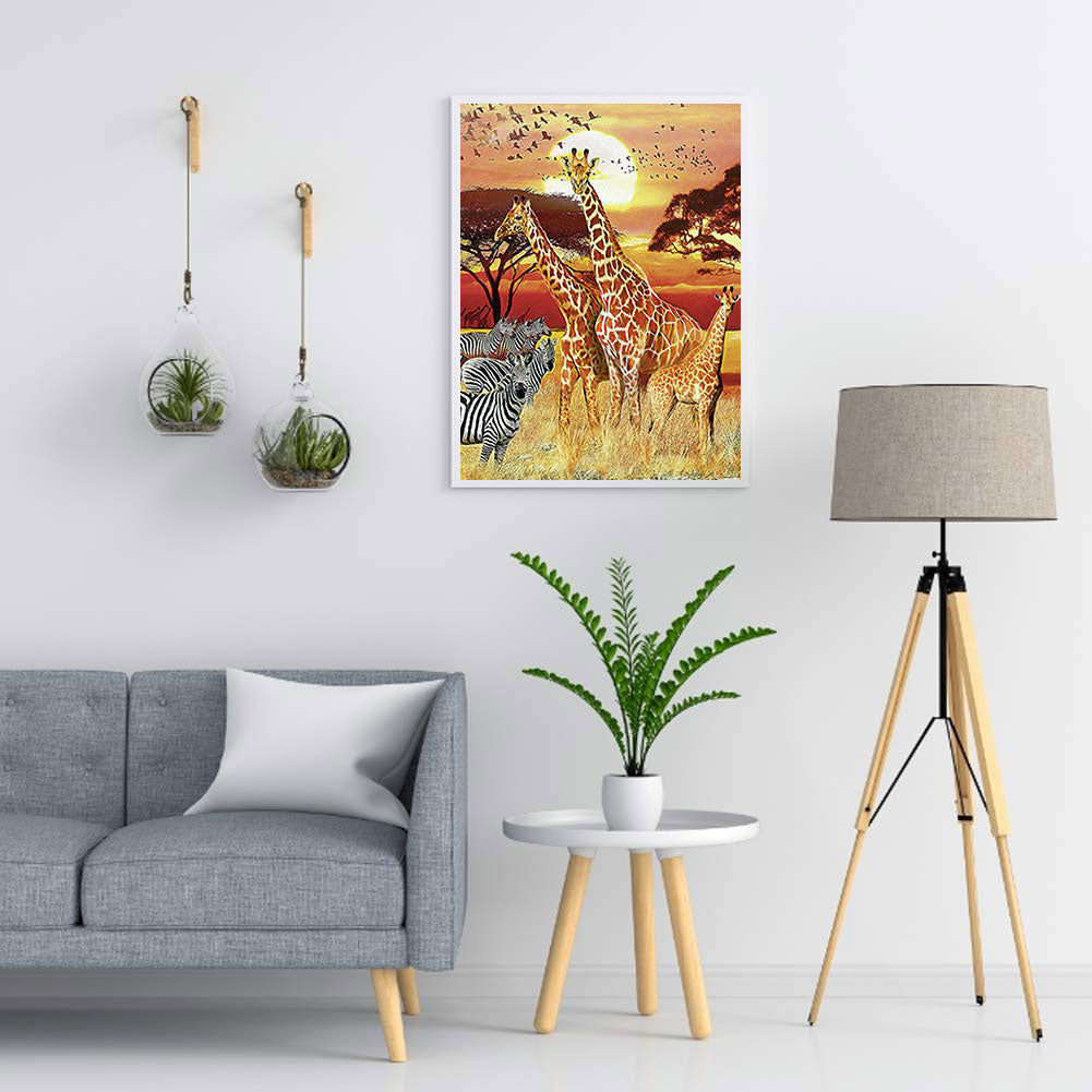 Prairie Giraffe - Full Round Drill Diamond Painting 50*60CM