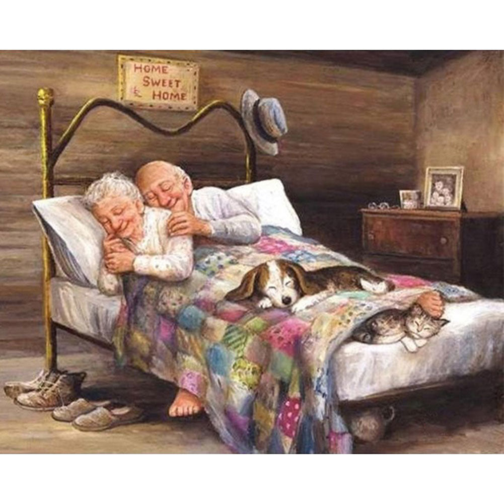 Old Couple Resting - Full Square Drill Diamond Painting 60*50CM