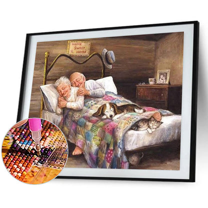 Old Couple Resting - Full Square Drill Diamond Painting 60*50CM