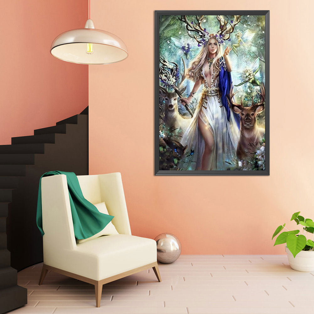 Elk Goddess - Full Round Drill Diamond Painting 30*50CM