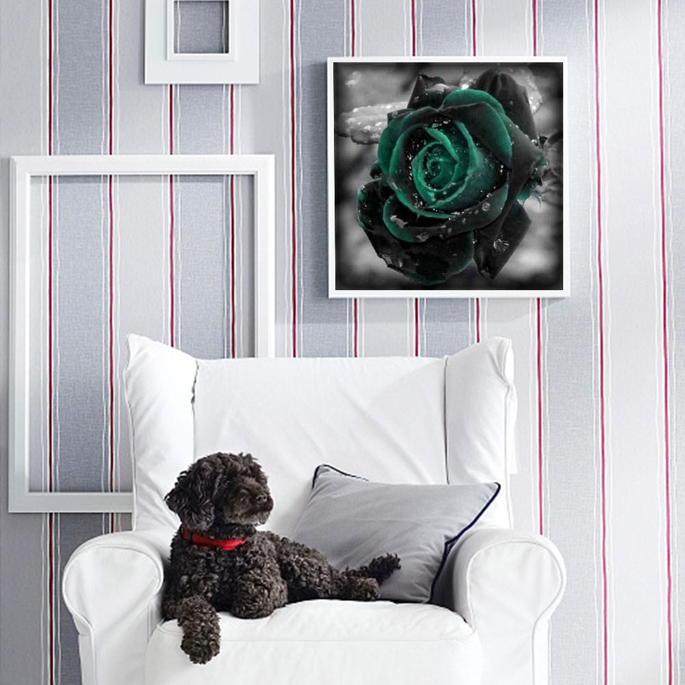 Green Rose - Full Round Drill Diamond Painting 30*30CM