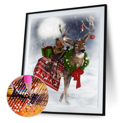 Christmas Elk - Full Round Drill Diamond Painting 40*50CM