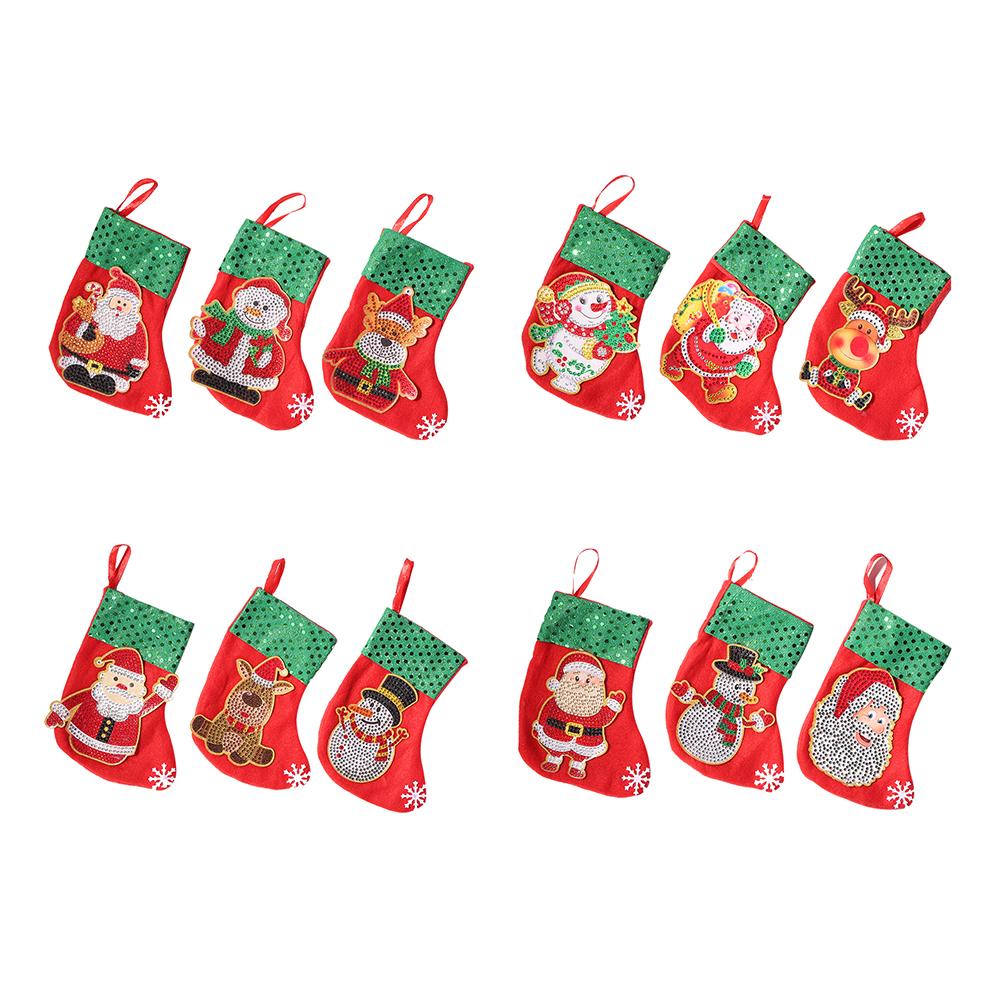 3pcs Christmas Stockings Hanging Pendants DIY Diamond Painting Kit (WZ001)