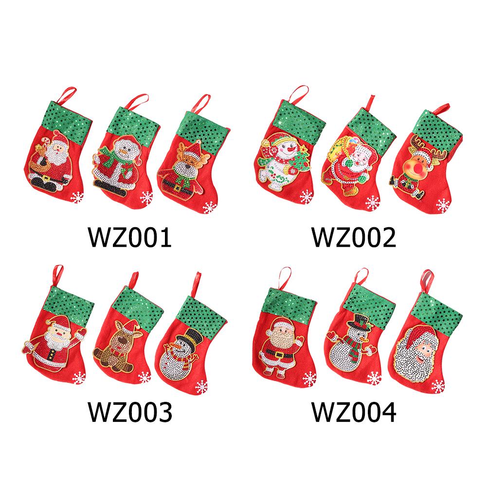 3pcs Christmas Stockings Hanging Pendants DIY Diamond Painting Kit (WZ001)