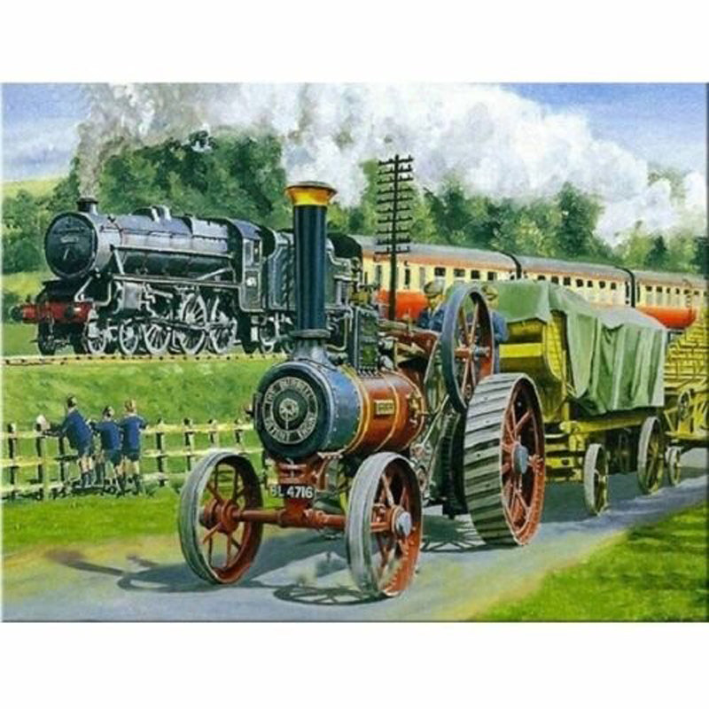 Big Train Small Train 40*30CM(Canvas) Full Round Drill Diamond Painting