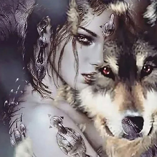 Beauty And The Wolf - Full Round Drill Diamond Painting 40*40CM