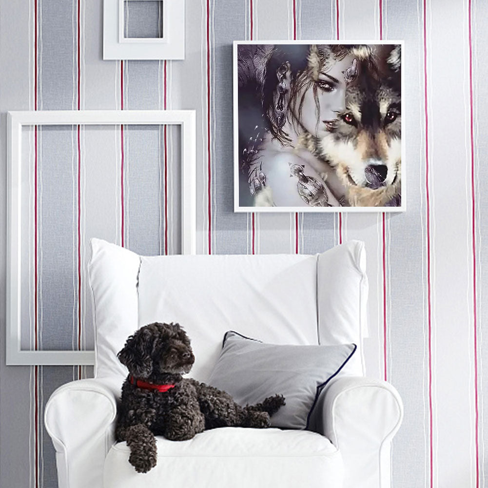 Beauty And The Wolf - Full Round Drill Diamond Painting 40*40CM