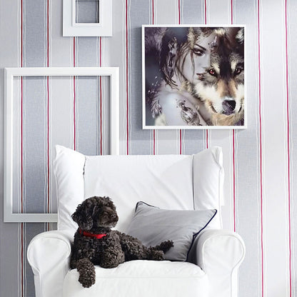 Beauty And The Wolf - Full Round Drill Diamond Painting 40*40CM