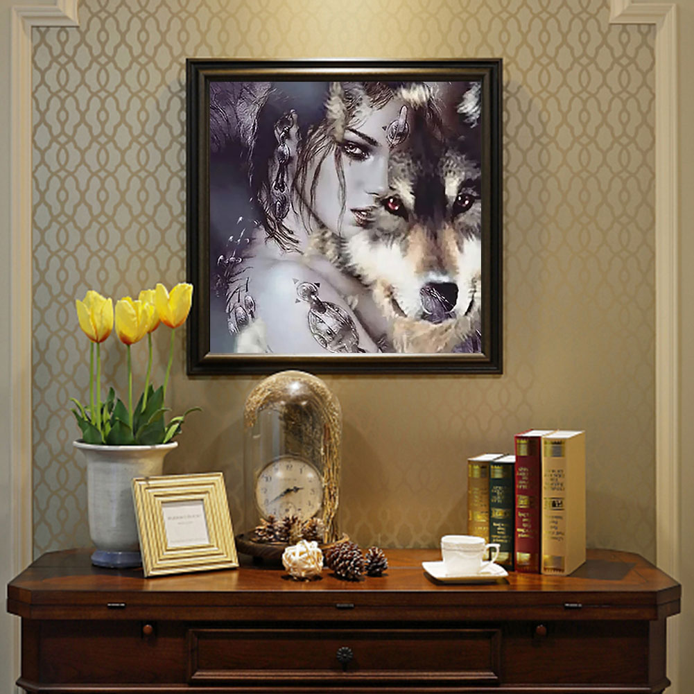 Beauty And The Wolf - Full Round Drill Diamond Painting 40*40CM