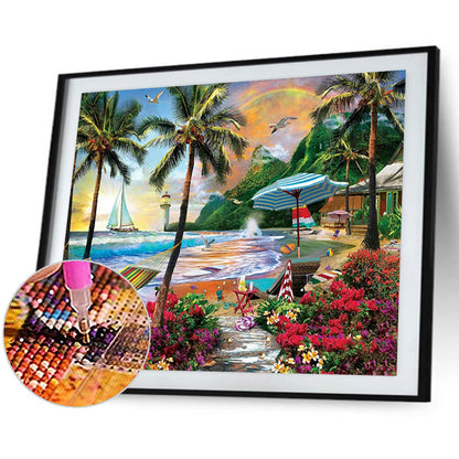 Coconut Tree By The Sea - Full Square Drill Diamond Painting 60*50CM