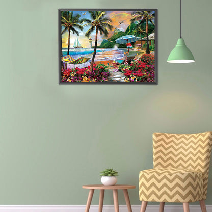 Coconut Tree By The Sea - Full Square Drill Diamond Painting 60*50CM