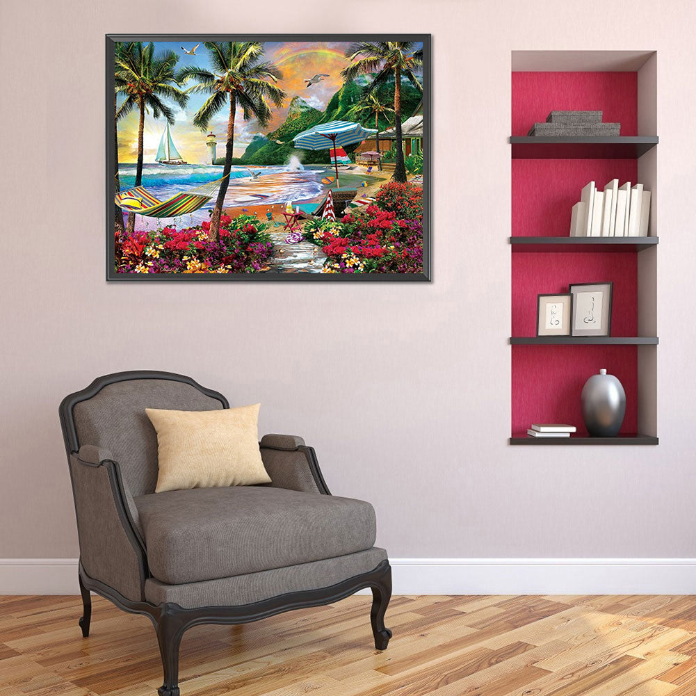 Coconut Tree By The Sea - Full Square Drill Diamond Painting 60*50CM