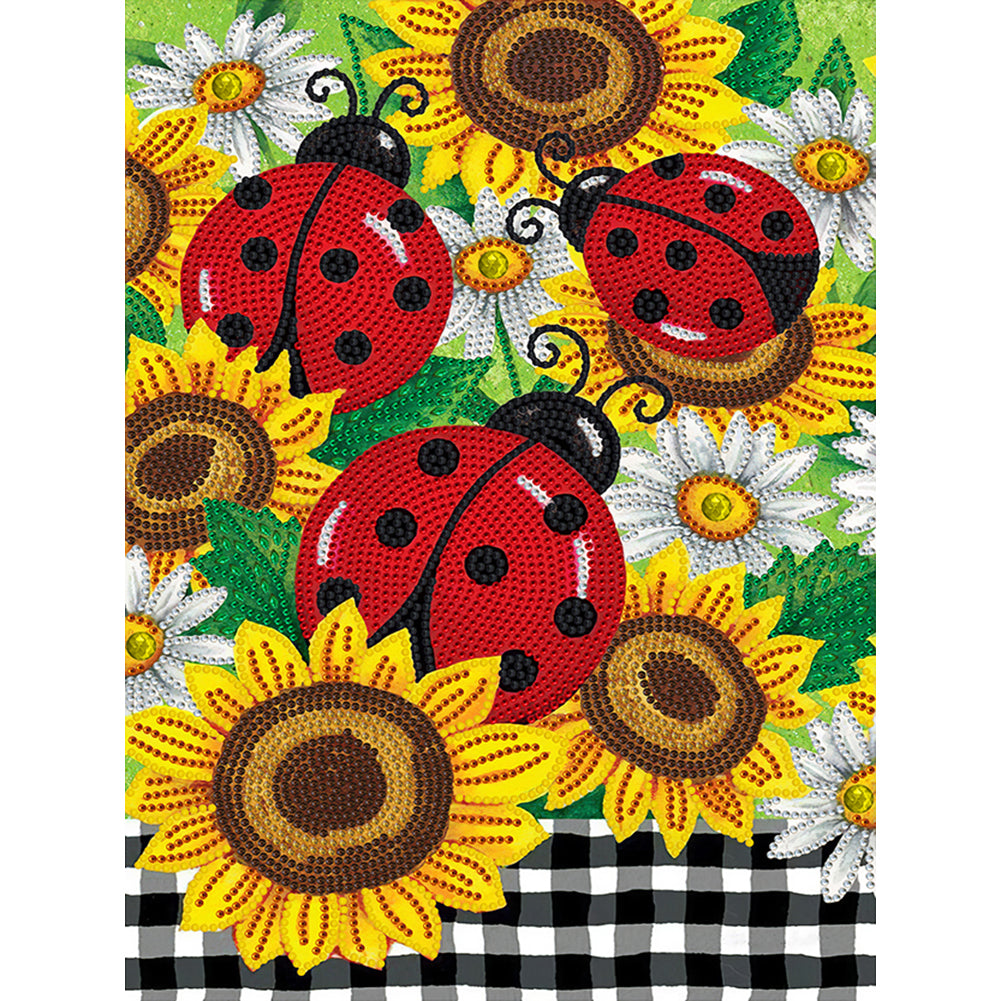 Sunflower Ladybug - Special Shaped Drill Diamond Painting 30*40CM