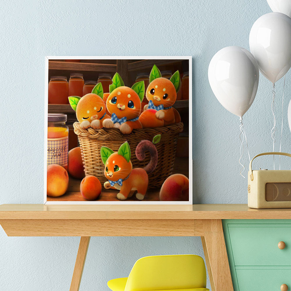 Fruit Cat - Full Round Drill Diamond Painting 40*45CM