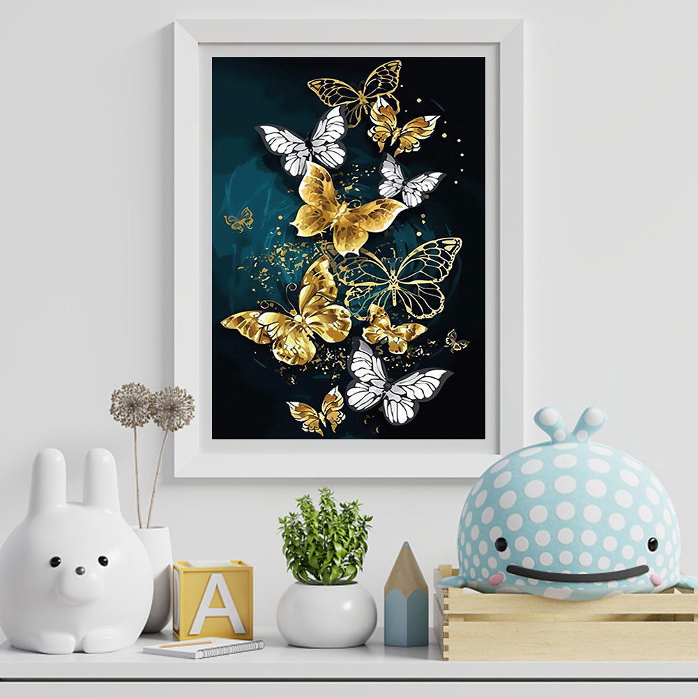 Bronzing Butterfly - Full Round Drill Diamond Painting 50*60CM