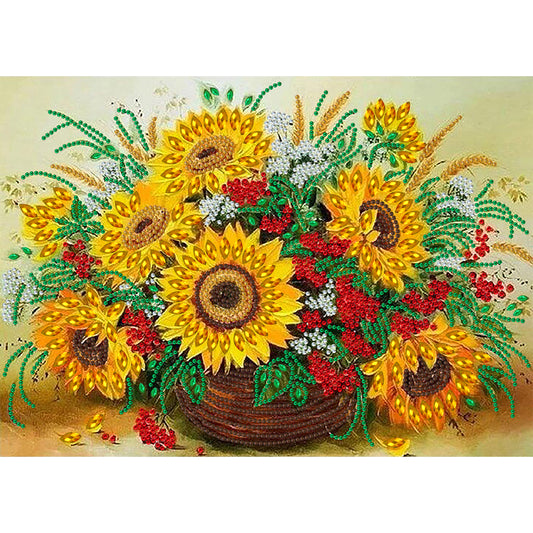 Sunflower Vase 40*30CM(Canvas) Special Shaped Drill Diamond Paiting