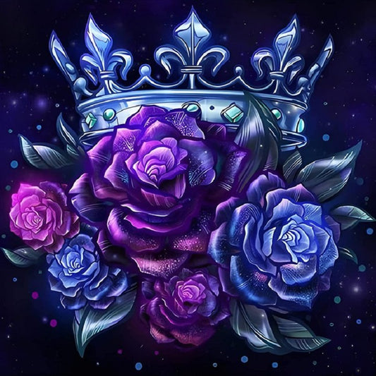 Purple Crown Rose 30*30CM(Canvas) Full Round Drill Diamond Painting