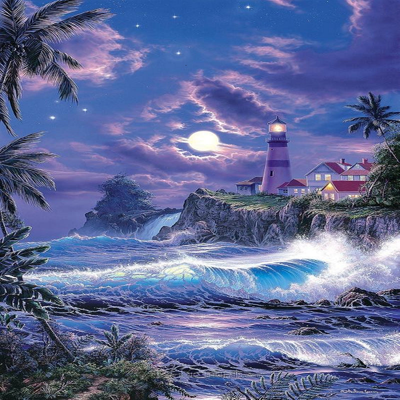 Seaside Lighthouse 50*60CM(Canvas) Full Square Drill Diamond Painting