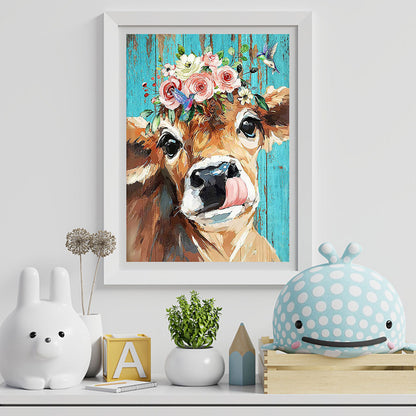 Flower Cow - Full Square Drill Diamond Painting 40*50CM