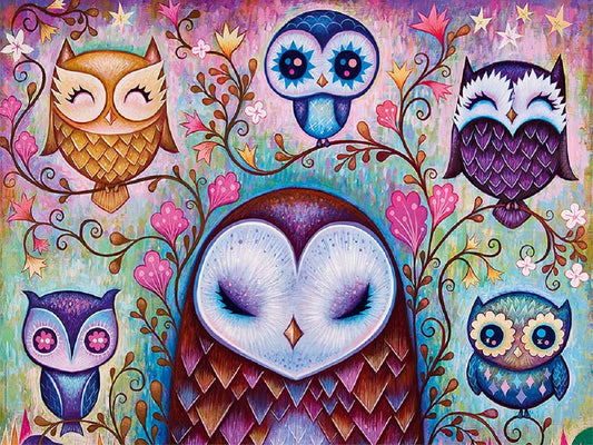 Owl - Full Round Drill Diamond Painting 50*40CM