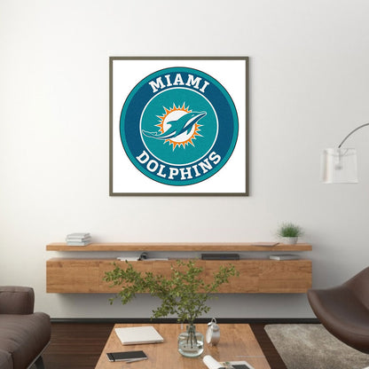 Miami Dolphins Football Team Logo - Full Round Drill Diamond Painting 40*40CM
